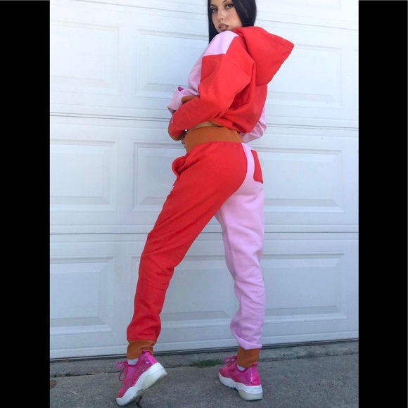 New Reverse weave hoodie sweatshirt color block L - Picture 3 of 12